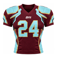 Ensemble d'uniformes de football américain, bordeaux et bleu clair, numéro 24, maillot à col en V à manches courtes en mesh et short rembourré