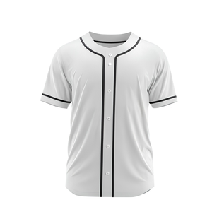 Camiseta de Béisbol Blanca Unisex de Manga Corta con Botones al Frente, Poliéster, Corte Regular para Adultos, Ropa para Todas las Temporadas - Product Image 3