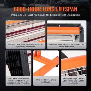 Lámpara de Curado Infrarroja de 1500W con Temporizador de 1-60 Minutos, Calentamiento Automático, Soporte para Luz de Coche, Área de Secado de 3.44 Pies Cuadrados para Secado por Pulverización - Product Image 5