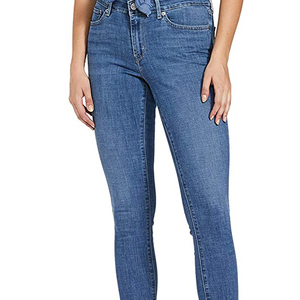 Jean en denim slim de qualité supérieure pour femme, décontracté, en coton extensible, avec poches, taille mi-haute, vêtement de mode écologique - Product Image 4