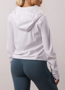 Wholesale OEM Custom Logo <b>White</b> Full Zip Women's Windbreaker <b>Jacket</b> Lightweight Polyester Fabric Gym & Outdoor <b>Jacket</b> For Women - Product Image 2