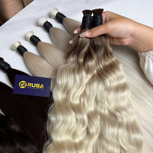 Extensiones de Cabello Humano RUSA, Ombre Rubio, Ondulado Natural, Super Double Drawn, Cabello Vietnamita, Puntas Gruesas - Product Image 2