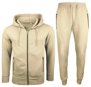 Ensemble de survêtement en molleton imprimé bleu marine pour homme, sweat-shirt à fermeture éclair intégrale et pantalon de jogging, couleur unie, vêtements décontractés d'hiver - Product Image 6