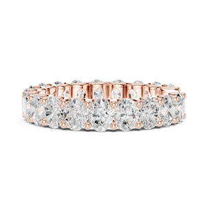 Bague d'éternité en or rose avec diamants taille ovale, alliance de luxe, bijoux fins pour femme, bague de fiançailles - Product Image 4
