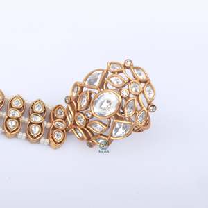Sunaina Bridal Polki Designer Gold Plated Ethnic Fine Jewelry Hathphool Set - Product Image 4