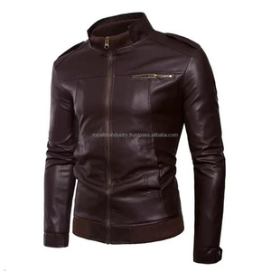 Printemps automne hommes veste en cuir PU veste mode Slim Fit col montant motos vêtements d'extérieur Moto Biker veste en cuir pour hommes - Product Image 6