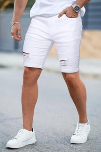 Shorts en jean tricoté décontracté pour homme, taille haute, coupe large, respirant, délavage clair, style streetwear vintage, été - Product Image 6