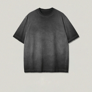 Unisex Acid Wash <b>French</b> Terry T-Shirts 100% Cotton <b>Vintage</b> Streetwear Oversized O-Neck Collar Plain T-Shirts For Men MADE BY HS - Product Image 4
