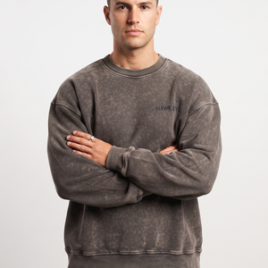 Sweat-shirt épais en coton délavé à l'acide pour hommes, coupe décontractée, vente en gros, usine OEM ODM, couleur unie - Product Image 5