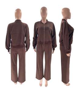 Conjunto Deportivo de Invierno para Mujer, Talla Grande, Color Sólido, 100% Algodón, Sudadera con Capucha y Pantalones Jogger de Dos Piezas - Product Image 2