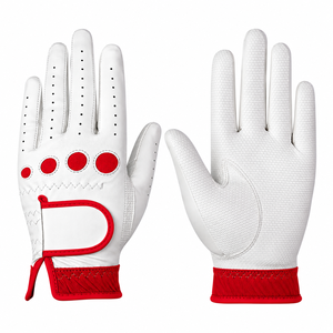 White Green Genuine <b>Leather</b> <b>Golf</b> Glove Left Hand Breathable Hook And Loop Closure - Product Image 3