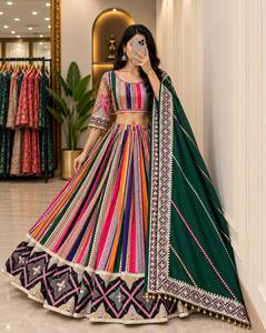 InCotton.M Trendy Heavy Muslin Cotton Navratri <b>Kurta</b>/Kurti Floor-Length Quick Dry Wrinkle Free Print Mirror Work Latest <b>Indian</b> - Product Image 2