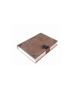 Leather Bound Journal – India Map Engraved, Brass Lock Closure, Handmade Vintage <b>Diary</b> for Travelers & Writers - Product Image 3
