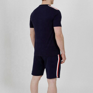Summer <b>Set</b> 2026 Custom Men Summer Short Formal Solid Lace Button Patches100 Cotton Tracksuit <b>Set</b> Matching Outfit Beach Vacation - Product Image 2