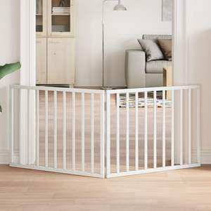 ชุดรั้วกั้นสุนัขไม้ป็อปลาร์สีขาว 2 ชิ้น ขนาด 63 นิ้ว x 23.6 นิ้ว สำหรับสัตว์เลี้ยง - Product Image 1