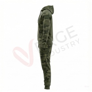 Ensemble sweat à capuche et pantalon camouflage pour homme, manches longues, cordon de serrage, coupe décontractée, respirant, 100 % polyester, idéal pour l'automne - Product Image 3