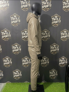 Luxury Genuine Leather Co-ord Set Streetwear Jacket Jogger <b>Trouser</b> Fashion Tracksuit Fleece Lined Windproof Leather Tracksuits - Product Image 4