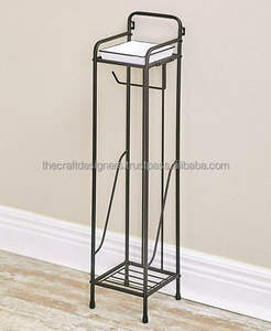 Porte-papier toilette élégant en fer, de type sur pied, conçu pour la décoration raffinée des salles de bain, apportant style, solidité et confort quotidien. - Product Image 1