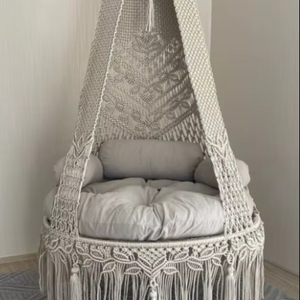 Relax Cotton Macrame Hanging <b>Swing</b> For Patio | <b>Swing</b> For Adults and Children To Read Book Comfortably | Macrame Chair For Indoor - Product Image 1