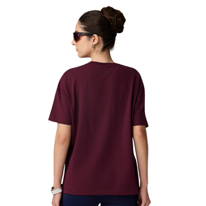 Camiseta Deportiva Holgada para Mujer, Color Borgoña, Suave y Transpirable, Manga Corta, para Yoga, Running, Gimnasio y Fitness - Product Image 2