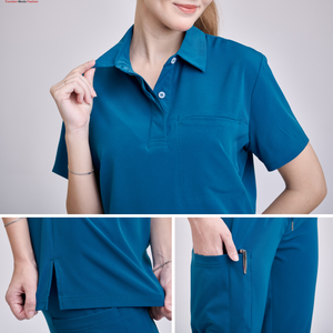 Tenues médicales en toile de rayonne/PE/Spandex VN SUPPLIERS – Combinaison confortable pour salon de beauté et vêtements d'hôpital pour femmes – OEM/ODM – Échantillon gratuit - Product Image 4
