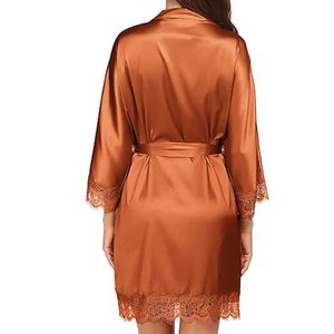 Robe en dentelle florale pour femme, kimono transparent, lingerie de mariée, vêtements de nuit en satin, vêtements de nuit sexy, robe de mariée - Product Image 6