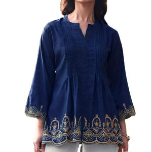 <b>Elevate</b> Your Style Georgette Silk Faux Fur Reversible Short Length Trendy Kurti Party Winter Office/Casual Wear Special Outfit - Product Image 1