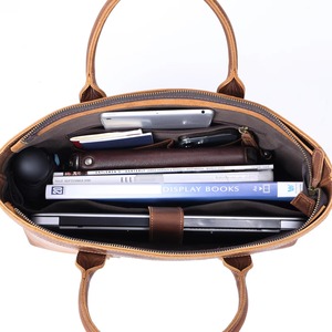 Sac à main pour ordinateur portable en cuir véritable 100% durable, vintage, pour le bureau, les affaires, imperméable, tendance, décontracté, pour hommes LLB-0304 - Product Image 3