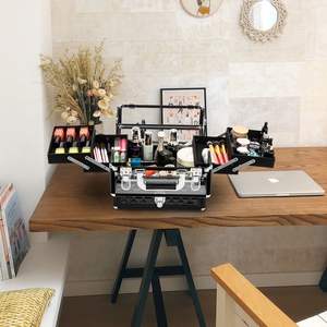 ABS cosmétique portatif en aluminium noir SM-1923 de cas/finition à carreaux acrylique - Product Image 2