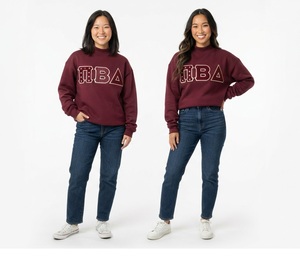 Sudadera Oversize de Cuello Alto para Mujer con Aplique de Letras Griegas Personalizadas, Ajuste Holgado, Ropa Casual - Product Image 2