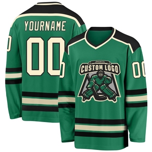 Vente en gros de maillots de hockey personnalisés vert-noir OMMIZ INDUSTRY, best-sellers - Product Image 1
