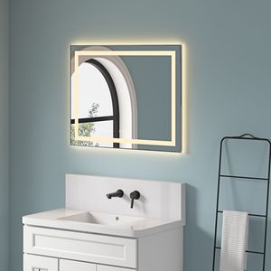 Specchio LED da Bagno 36 X 28 Pollici con Illuminazione Frontale e Posteriore, Montaggio a Parete, Cornice in Alluminio, Antiappannamento, Memoria, Disponibile in 3 Misure - Product Image 2