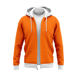 Sweat à capuche zippé en coton de haute qualité, coupe classique, épais, avec poches, tricoté en coton, décontracté, pour l'automne - Product Image 5