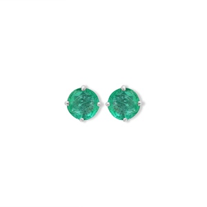 Pendientes de Esmeralda Natural con Corte Facetado, Oro Blanco de 14k, Hechos a Mano, Certificados por IGI, Joyería para Mujer, para Regalo, Fiestas y Eventos - Product Image 1