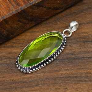Peridot Gemstone Pendant Handmade 925 Sterling Silver Oval Shape Pendant Natural Jewelry <b>Gift</b> For Valentine - Product Image 3