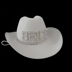 White Elegant Rhinestone <strong>Bride</strong> <strong>Cowgirl</strong> <strong>Hat</strong> - Product Image 2