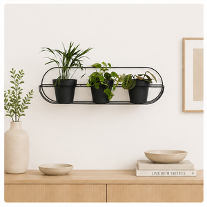 Support mural moderne en métal pour plantes, support minimaliste ovale en fer pour pot de fleurs, noir, pour plantes suspendues, pour intérieur. - Product Image 3