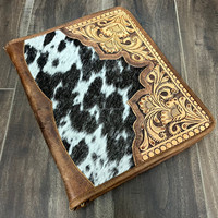 Venta caliente A4 Business Zipper Portafolio Mano Tooled Cuero Suministros de oficina Ring Binder Holder Caja de bolsillo Carpeta organizadora de archivos