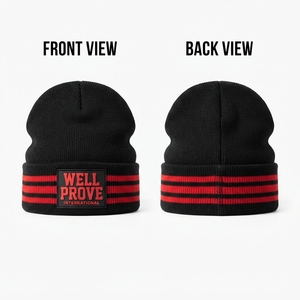 Custom Logo Black Stacked <b>Beanie</b> Cap Heavyweight 240 GSM Cotton Yarn Knit Slouchy Hat Breathable <b>Waterproof</b> Sublimation Printed - Product Image 5