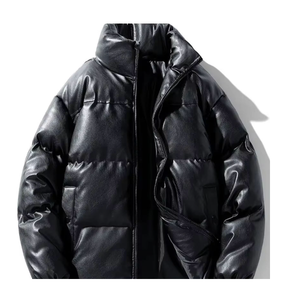 Hot Selling Men's High Quality Winter Bubble Puffer Down Jacket Regular Lightweight Leather with Fur Decoration Outdoor Warmth - Product Image 1