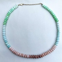Collier de perles d'opale multicolores naturelles de 7 à 9 mm, collier de pierres précieuses rondes lisses, qualité AAA, fournisseur de bijoux en perles d'opale africaine