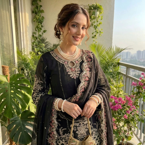 Costume Salwar Kameez Sharara pour femmes pakistanaises, style indien, tenue de fête musulmane avec protection solaire et matériaux recyclés - Product Image 1