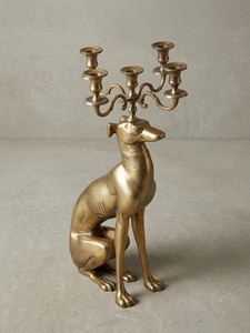 Candélabre Chien à Flamme Discrète 69cm de Hauteur Décoration Maison Porte-Bougie en Métal Durable Style Art Déco - Product Image 3