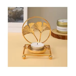 Fantástico Candelabro de Metal Dorado con Diseño de Hoja de Ginkgo, Resistente al Calor, Decoración para el Hogar - Product Image 2