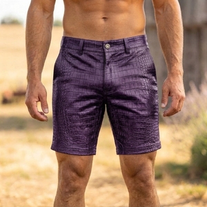 Shorts cargo en cuir gaufré crocodile pour homme |   Shorts de style gothique streetwear - Product Image 5
