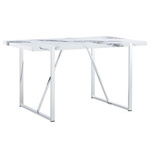 Tavolo da Pranzo Moderno Rettangolare in Finto Marmo da 55 Pollici per 4 Persone, per Casa, Ufficio e Soggiorno - Product Image 2