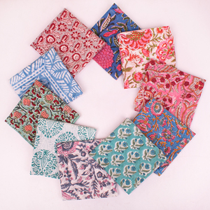 Traditional Block Printed Floral Cotton Square Bandana Lightweight Breathable <b>Tie</b> <b>Back</b> Eco-Friendly Non-Woven Fabric Hair Neck - Product Image 3
