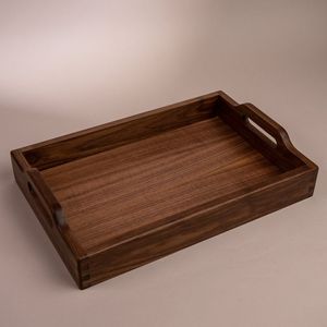Plateau de présentation décoratif en bois, plateau de service rectangulaire en bois, design minimaliste fait main, ensemble d'assiettes et de plats en bois massif - Product Image 2