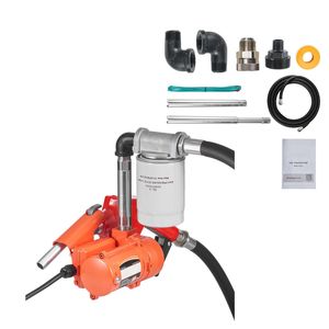 Portable <b>12V</b> <b>DC</b> 10 GPM Fuel Transfer Pump Kit with Auto Shut Nozzle and Discharge Hose Overheat Protection - Product Image 1