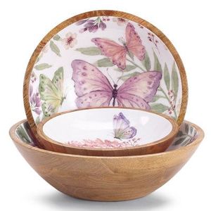 Bol de service en bois de qualité supérieure, fait main, résistant à la chaleur, à motifs floraux, compatible lave-vaisselle, écologique, empilable, durable - Product Image 3